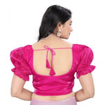 Load image into Gallery viewer, Women's Jimmy Solid Designer Neck Elastic Sleeve Readymade Blouse (Pink 38 , Alterable up to 42)-PID65832