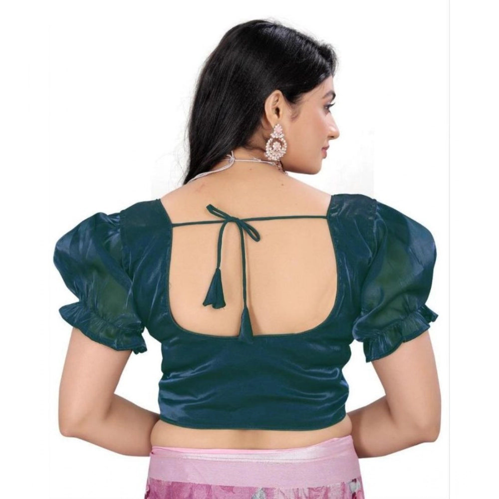 Women's jimmy solid designer neck elastic sleeve readymade blouse (teal 38 , alterable up to 42) pid65835