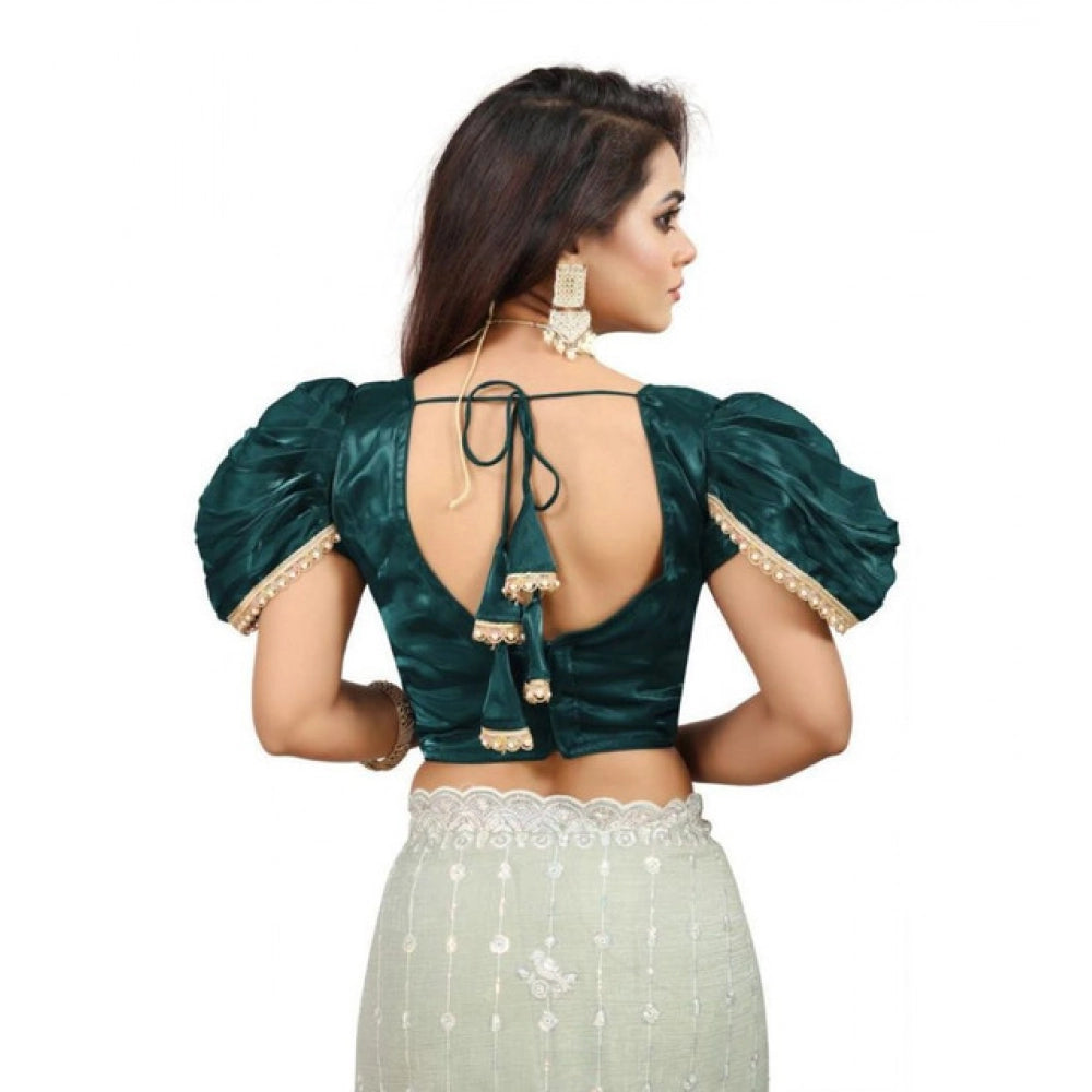 Women's jimmy solid v neck puff sleeve readymade blouse (teal 38 , alterable up to 42) pid65845