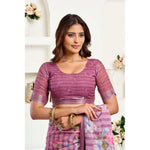 Load image into Gallery viewer, Women's Faux Linen Floral Print Ready to wear Saree With Unstitched Blouse 5.5Mtr (Pink)