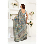 Load image into Gallery viewer, Women's Faux Linen Abstract Print Ready to wear Saree With Unstitched Blouse 5.5Mtr (Grey)