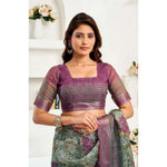 Load image into Gallery viewer, Women's Faux Linen Printed Ready to wear Saree With Unstitched Blouse 5.5Mtr (Multicolor)