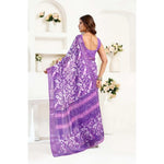 Load image into Gallery viewer, Women's Faux Linen Floral Print Ready to wear Saree With Unstitched Blouse 5.5Mtr (Purple)