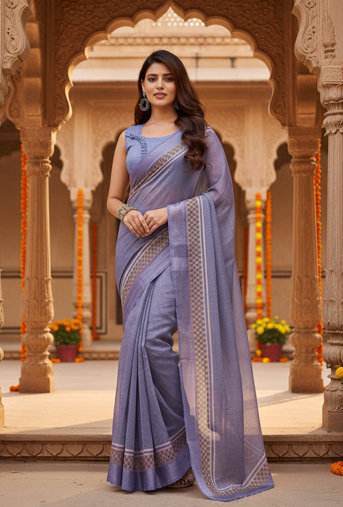 Pid 65889 women s faux linen printed ready to wear saree with unstitched blouse 5 5 mtr light laven 1000x1000_8d597523 8d58 447c 9042 e34df9c221b0