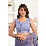 Load image into Gallery viewer, Women's Faux Linen Printed Ready to wear Saree With Unstitched Blouse 5.5Mtr (Light_Lavender)