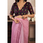 Load image into Gallery viewer, Women's Faux Linen Geometric Ready to wear Saree With Unstitched Blouse 5.5Mtr (LightPink)