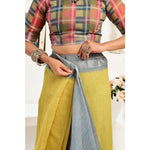 Load image into Gallery viewer, Women's Faux Linen Geometric Ready to wear Saree With Unstitched Blouse 5.5Mtr (Grey)