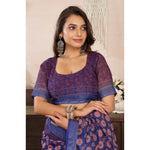 Load image into Gallery viewer, Women's Faux Linen Floral Print Ready to wear Saree With Unstitched Blouse 5.5Mtr (Dark_NavyBlue)