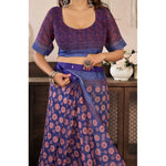 Load image into Gallery viewer, Women's Faux Linen Floral Print Ready to wear Saree With Unstitched Blouse 5.5Mtr (Dark_NavyBlue)