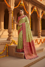 Load image into Gallery viewer, Women's Silk Blend Booti Work Ready to wear Saree With Unstitched Blouse 5.5Mtr (Green)