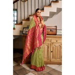 Load image into Gallery viewer, Women's Silk Blend Booti Work Ready to wear Saree With Unstitched Blouse 5.5Mtr (Green)