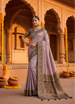 Load image into Gallery viewer, Women's Silk Blend Booti Work Ready to wear Saree With Unstitched Blouse 5.5Mtr (Lavender)