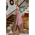 Load image into Gallery viewer, Women's Silk Blend Booti Work Ready to wear Saree With Unstitched Blouse 5.5Mtr (Lavender)