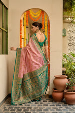 Load image into Gallery viewer, Women's Silk Blend Booti Work Ready to wear Saree With Unstitched Blouse 5.5Mtr (Peach)