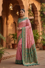 Load image into Gallery viewer, Women's Silk Blend Booti Work Ready to wear Saree With Unstitched Blouse 5.5Mtr (Peach)