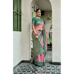 Load image into Gallery viewer, Women's Silk Blend Booti Work Ready to wear Saree With Unstitched Blouse 5.5Mtr (Peach)