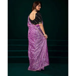 Load image into Gallery viewer, Women's Net Sequence Saree With Unstitched Blouse 5.5Mtr (Lavender)
