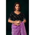 Load image into Gallery viewer, Women's Net Sequence Saree With Unstitched Blouse 5.5Mtr (Lavender)