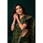 Load image into Gallery viewer, Women's Net Sequence Saree With Unstitched Blouse 5.5Mtr (Light Green)