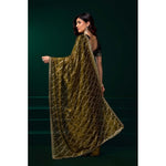 Load image into Gallery viewer, Women's Net Sequence Saree With Unstitched Blouse 5.5Mtr (Mahendi)