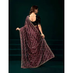 Load image into Gallery viewer, Women's Net Sequence Saree With Unstitched Blouse 5.5Mtr (Maroon)