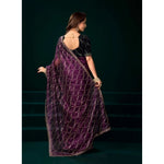 Load image into Gallery viewer, Women's Net Sequence Saree With Unstitched Blouse 5.5Mtr (Purple)