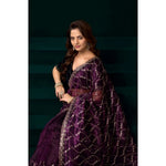 Load image into Gallery viewer, Women's Net Sequence Saree With Unstitched Blouse 5.5Mtr (Purple)