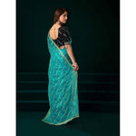 Load image into Gallery viewer, Women's Net Sequence Saree With Unstitched Blouse 5.5Mtr (Turquoise)