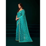 Load image into Gallery viewer, Women's Net Sequence Saree With Unstitched Blouse 5.5Mtr (Turquoise)