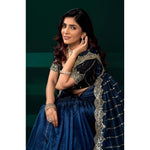 Load image into Gallery viewer, Women's Net Sequence Saree With Unstitched Blouse 5.5Mtr (Blue)