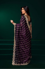 Load image into Gallery viewer, Women's Net Sequence Saree With Unstitched Blouse 5.5Mtr (Wine)