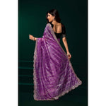 Load image into Gallery viewer, Women's Net Sequence Saree With Unstitched Blouse 5.5Mtr (Lavender)