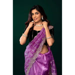 Load image into Gallery viewer, Women's Net Sequence Saree With Unstitched Blouse 5.5Mtr (Lavender)