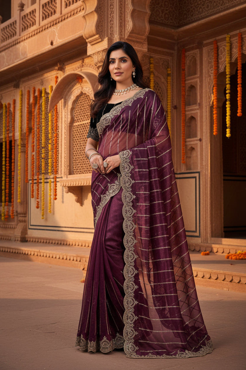 Pid 65955 women s net sequence saree with unstitched blouse 5 5 mtr maroon 1 1000x1000