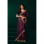 Load image into Gallery viewer, Women's Net Sequence Saree With Unstitched Blouse 5.5Mtr (Maroon)