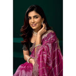 Load image into Gallery viewer, Women's Net Sequence Saree With Unstitched Blouse 5.5Mtr (Pink)