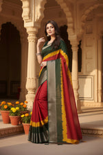 Load image into Gallery viewer, Women's Cotton Silk Solid Saree With Unstitched Blouse 5.5Mtr (Multicolor)