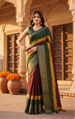 Load image into Gallery viewer, Women's Cotton Silk Solid Saree With Unstitched Blouse 5.5Mtr (Multicolor)