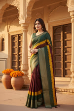 Load image into Gallery viewer, Women's Cotton Silk Solid Saree With Unstitched Blouse 5.5Mtr (Multicolor)