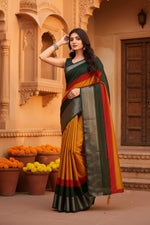 Load image into Gallery viewer, Women's Cotton Silk Solid Saree With Unstitched Blouse 5.5Mtr (Multicolor)