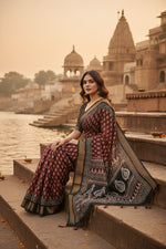 Load image into Gallery viewer, Women's Cotton Silk Printed Saree With Unstitched Blouse 5.5Mtr (Red)