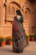 Load image into Gallery viewer, Women's Cotton Silk Printed Saree With Unstitched Blouse 5.5Mtr (Red)