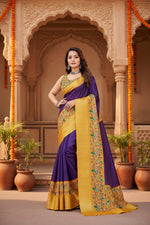 Load image into Gallery viewer, Women's Cotton Silk Printed Saree With Unstitched Blouse 5.5Mtr (Multicolor)