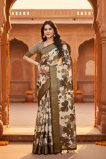 Load image into Gallery viewer, Women's Cotton Silk Floral Printed Saree With Unstitched Blouse 5.5Mtr (Multicolor)