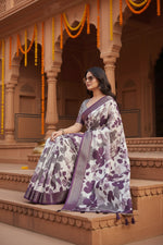 Load image into Gallery viewer, Women's Cotton Silk Floral Printed Saree With Unstitched Blouse 5.5Mtr (Multicolor)
