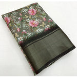 Load image into Gallery viewer, Women's Cotton Silk Floral Printed Saree With Unstitched Blouse 5.5Mtr (Grey)