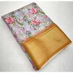 Load image into Gallery viewer, Women's Cotton Silk Floral Printed Saree With Unstitched Blouse 5.5Mtr (Lavender)