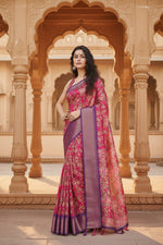 Load image into Gallery viewer, Women's Cotton Silk Floral Printed Saree With Unstitched Blouse 5.5Mtr (Pink)