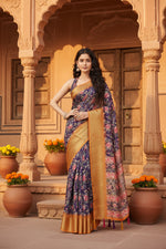 Load image into Gallery viewer, Women's Cotton Silk Floral Printed Saree With Unstitched Blouse 5.5Mtr (Purple)