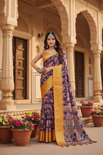 Load image into Gallery viewer, Women's Cotton Silk Floral Printed Saree With Unstitched Blouse 5.5Mtr (Multicolor)